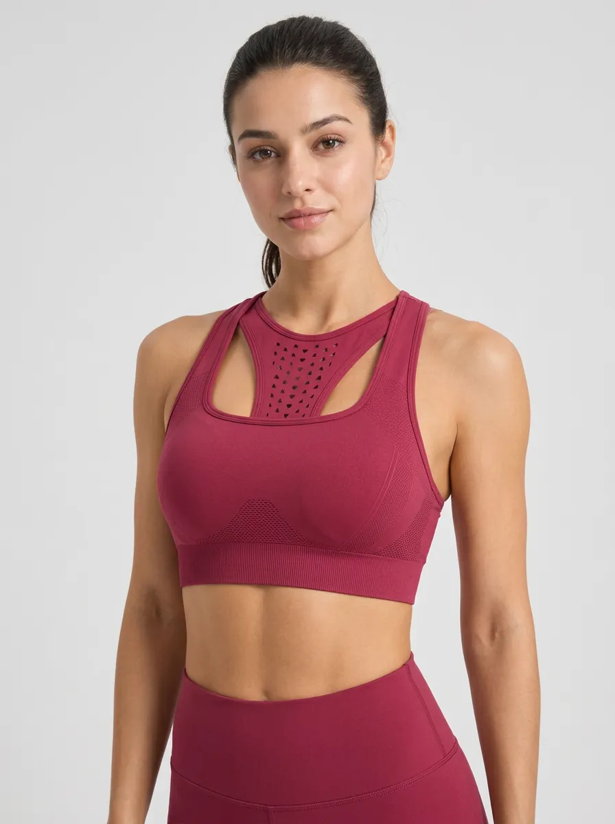 Women's Laser Cut Yoga Fitness Tank Style Bra