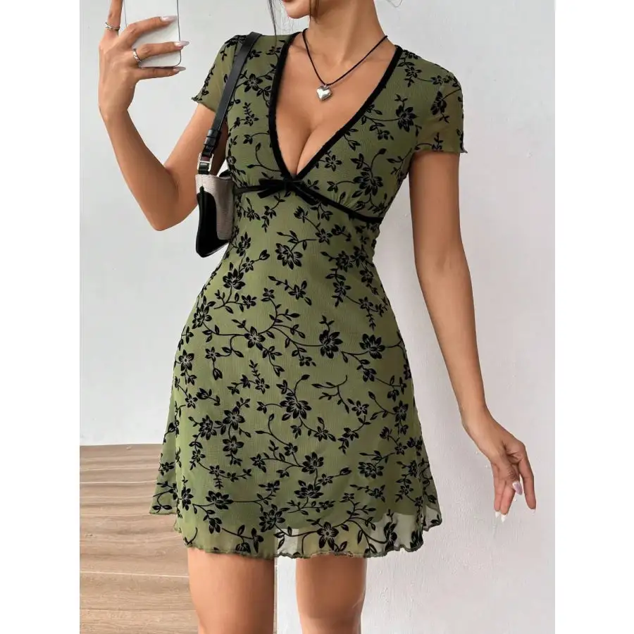 Soft Everyday V-Neck Short Sleeve Mini Dress