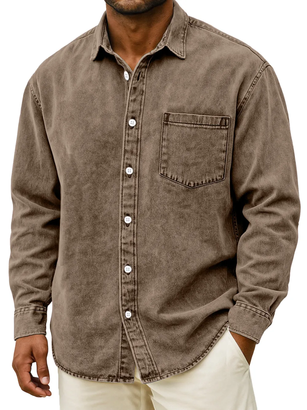 Tailored Long Sleeve Button Front Shirt
