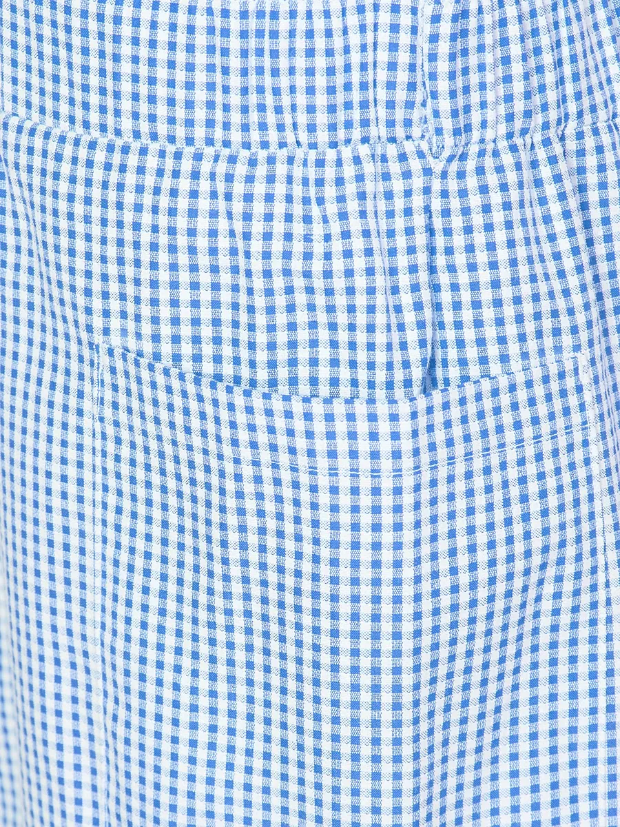 Light Blue Gingham Girls School Playsuit 2 Pack