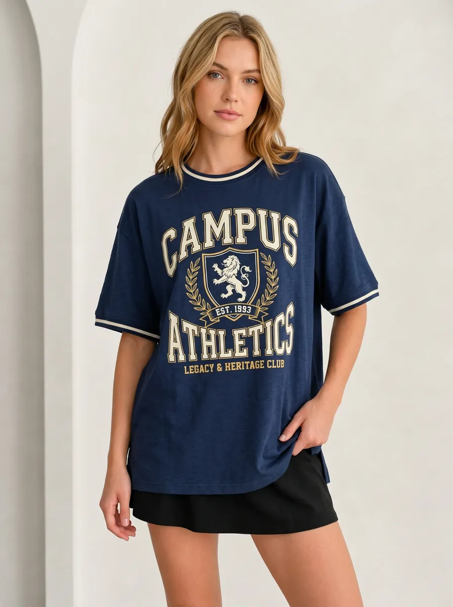 Women's Campus Athletics Lion Crest Printed T-shirt