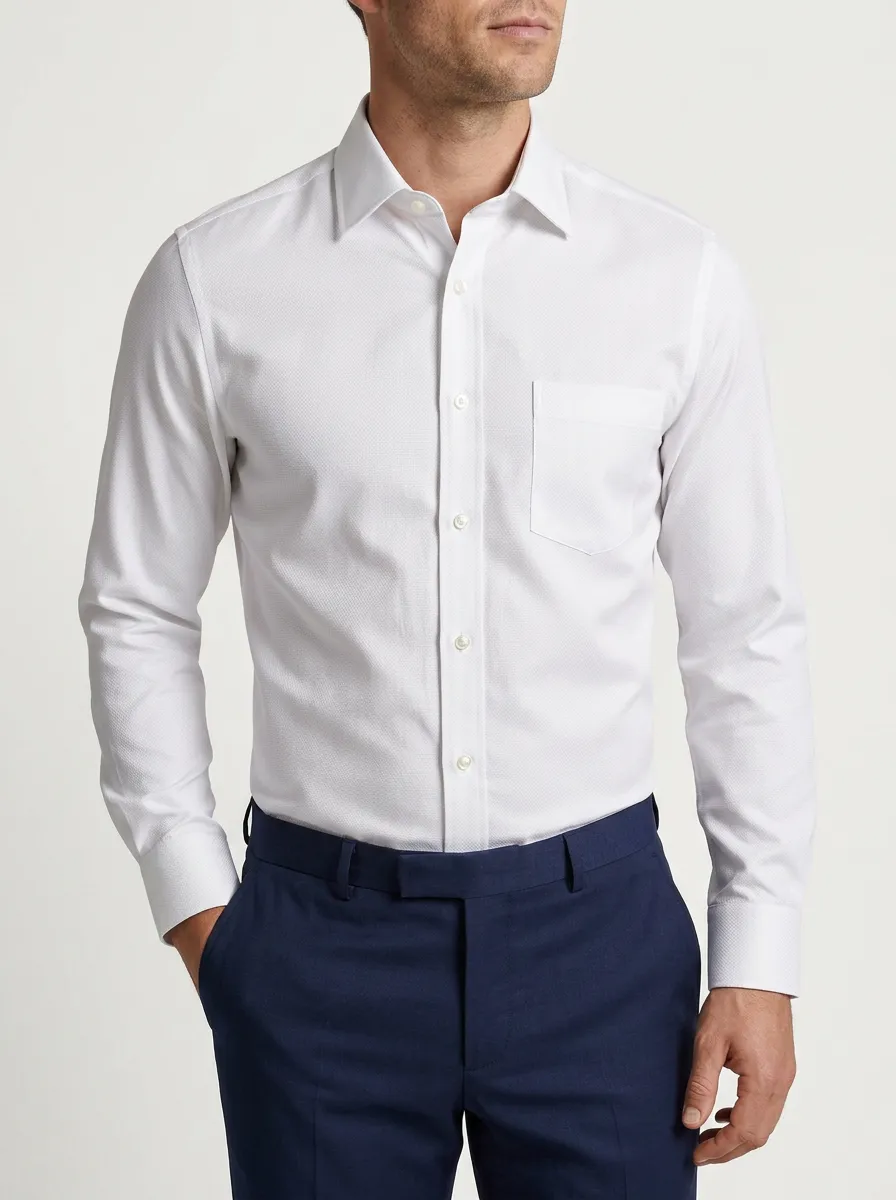 Men's Textured Pocket Formal Dress Shirt