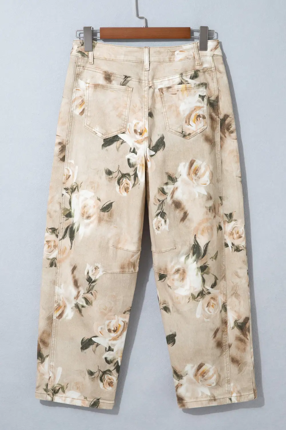 Women's Retro Floral Print Relaxed Barrel Jeans