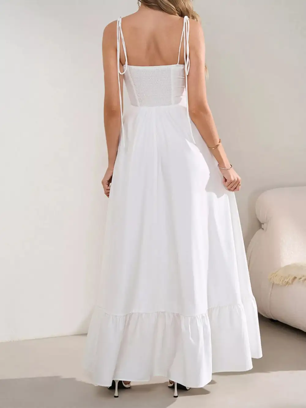 Structured Shape Ruffle Maxi Dress