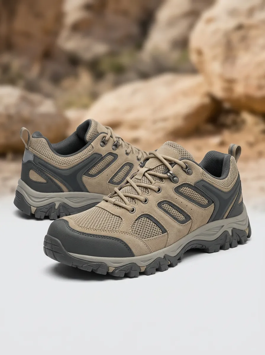 Women's Terrain Outdoor Hiking Khaki Mesh Printed Shoes