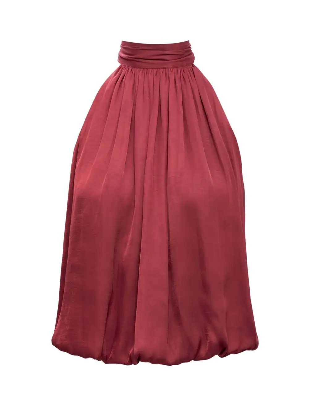 Burgundy Bubble Hem Halter Neck Sleeveless Top