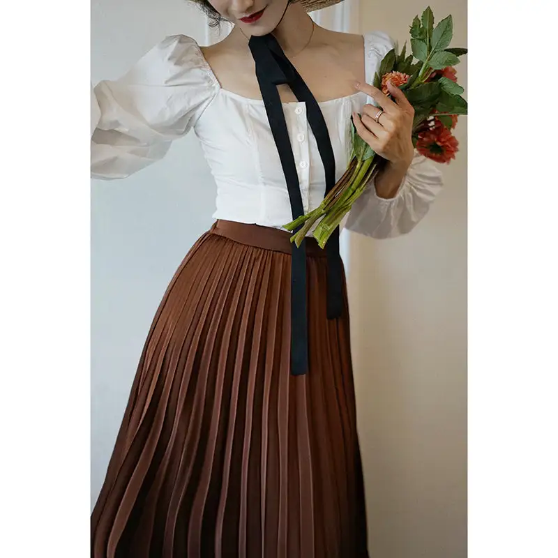 Relaxed Boutique Everyday Casual Pleated Skirt