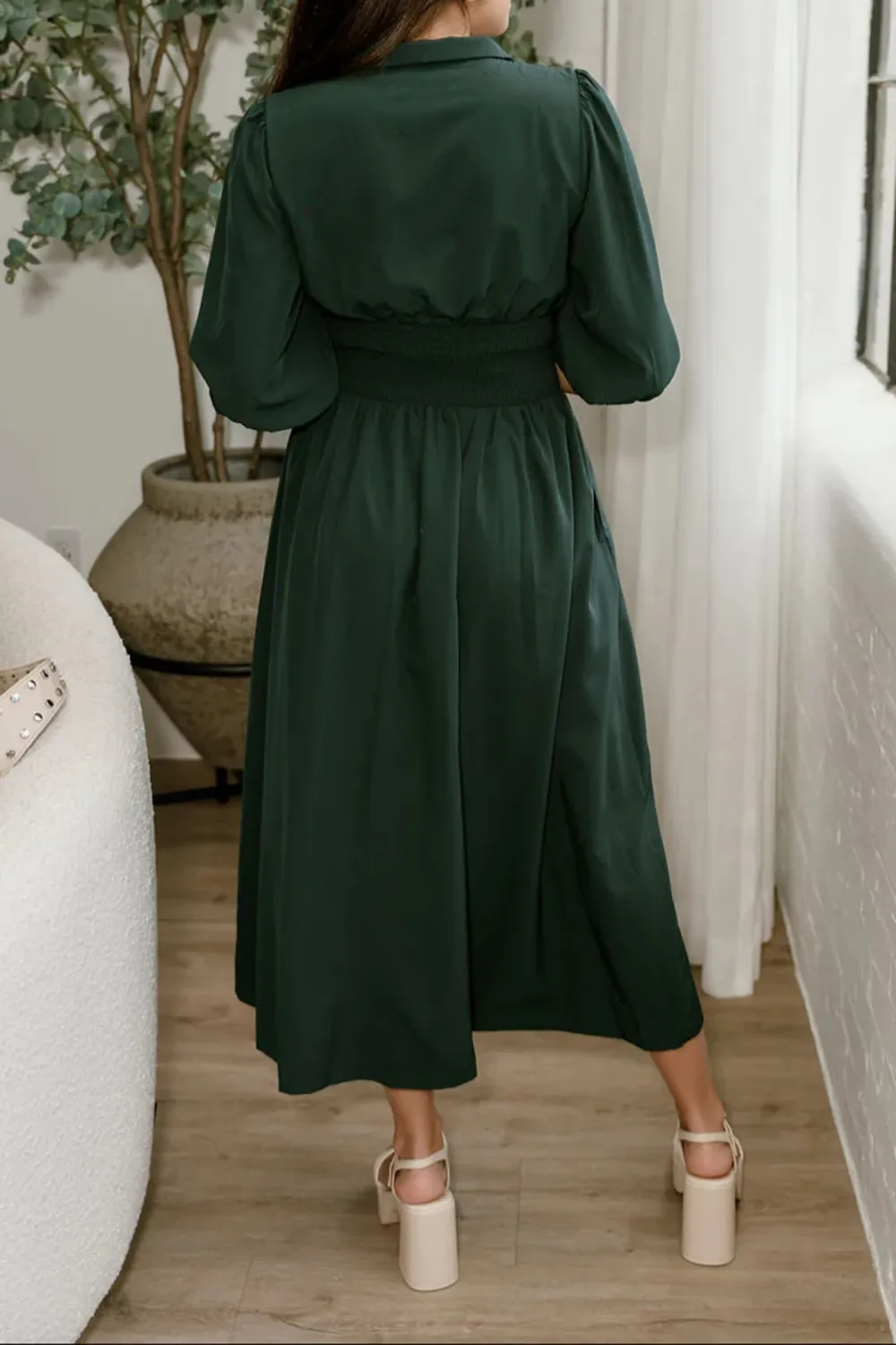 Smocked Waist Midi Dress