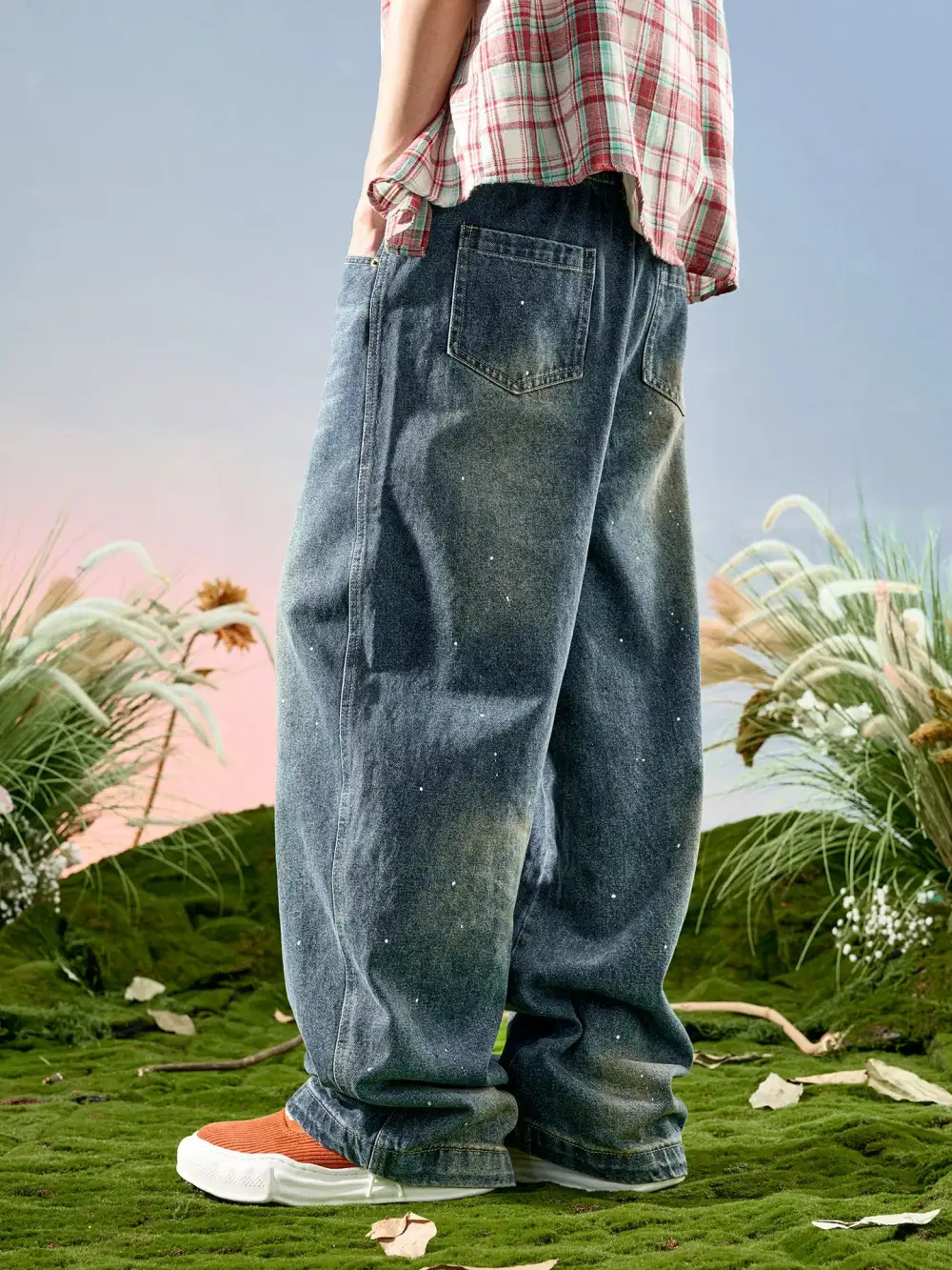 Paint Speckled Ultra Wide Leg Jeans