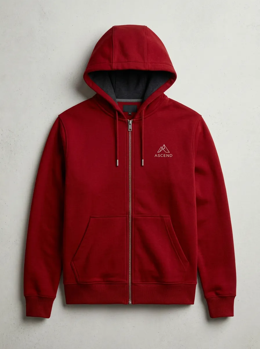 Modern Zip-Up Mountain Graphic Layering Style Men's Hoodie