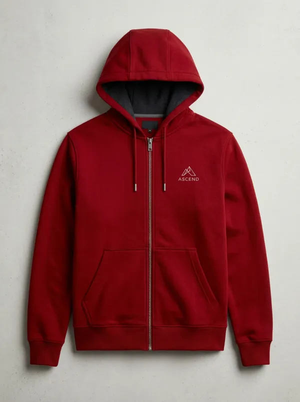 Modern Zip-Up Mountain Graphic Layering Style Men's Hoodie