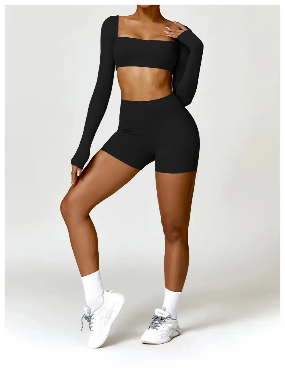 Piece Long Sleeve Gym Set Yoga Quick Running Leggings Workout Sports