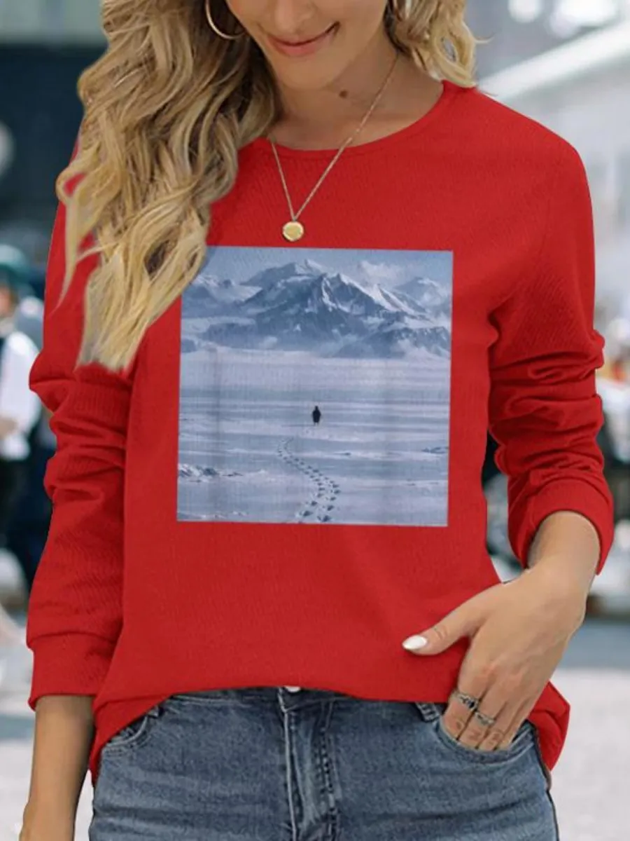 Snow Mountain Round Neck T-Shirt