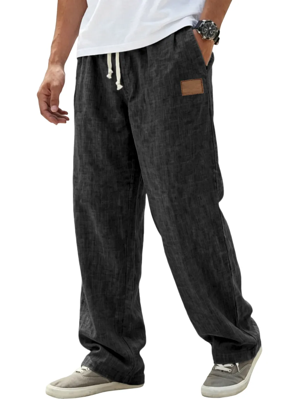 Linen Blend Relaxed Fit Trousers