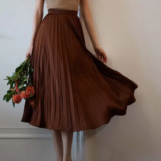 Relaxed Boutique Everyday Casual Pleated Skirt