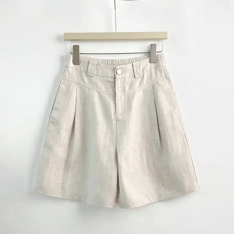 Women's Pleated Linen-Look Tailored Shorts