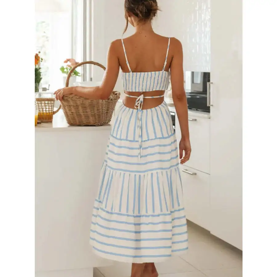Cutout Tiered Summer Midi Dress