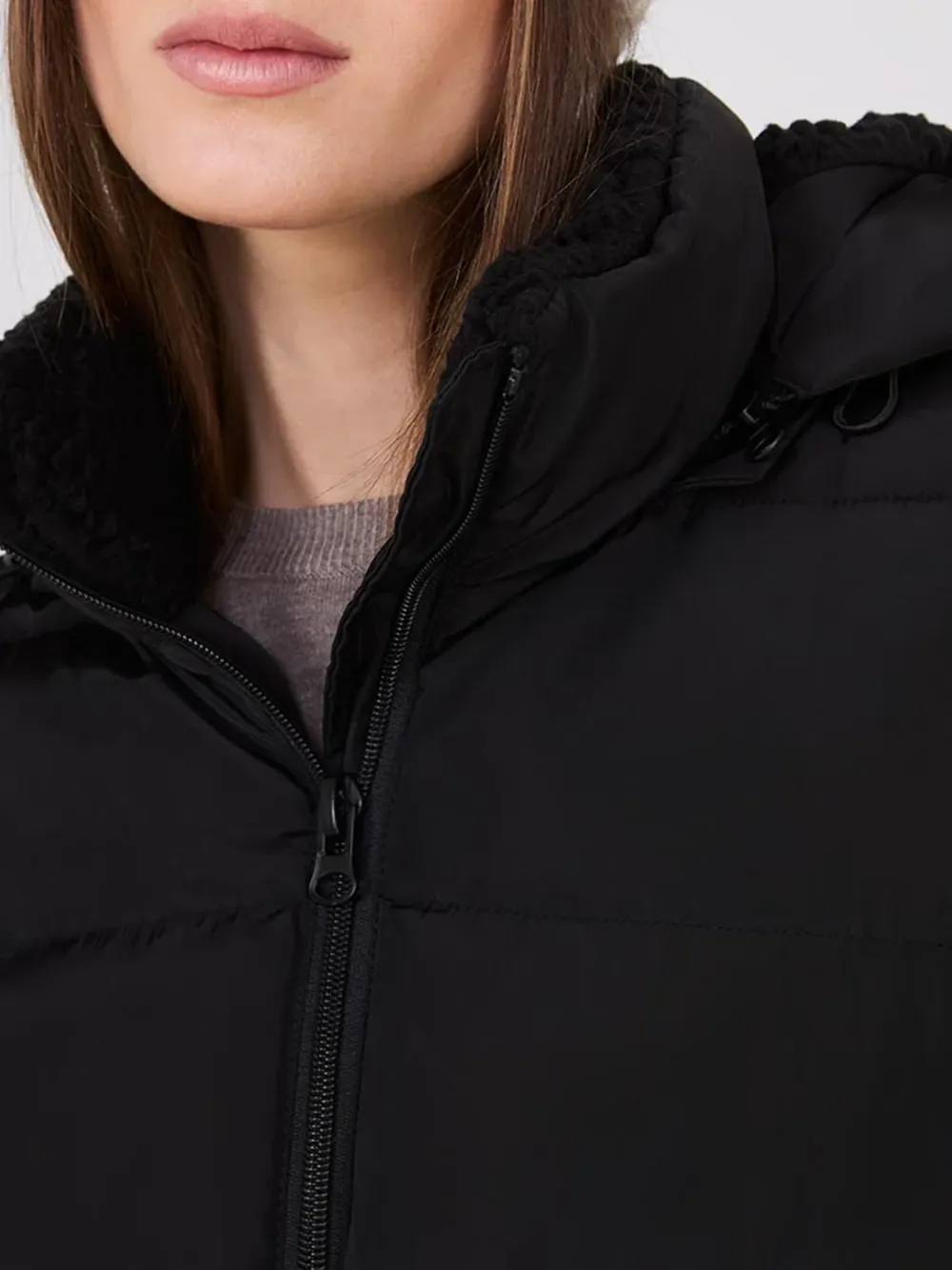 Drawstring Waist Puffer Coat