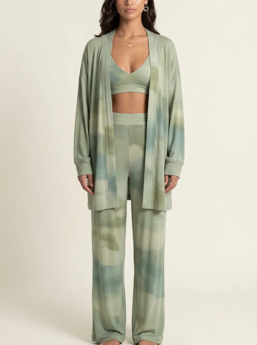 Tie Dye Ribbed Wide Leg Lounge Set