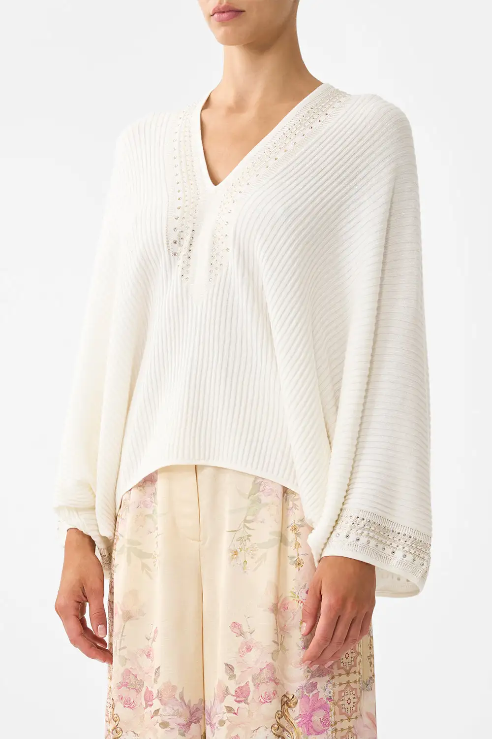 Relaxed V-Neck Knit Top