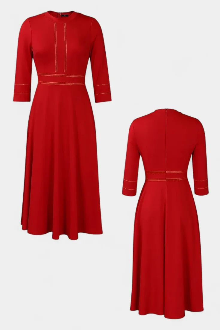 Round-Neck Midi Dress