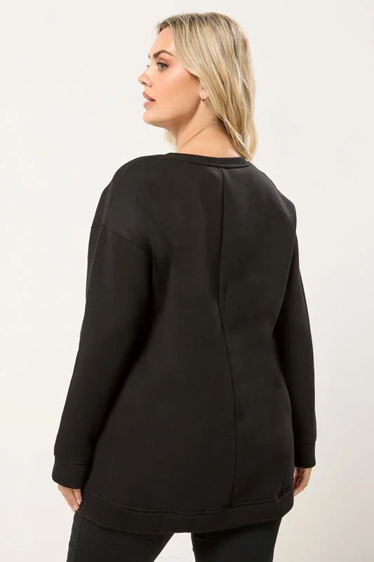 Black Leopard Print Heart Sweatshirt detail 2