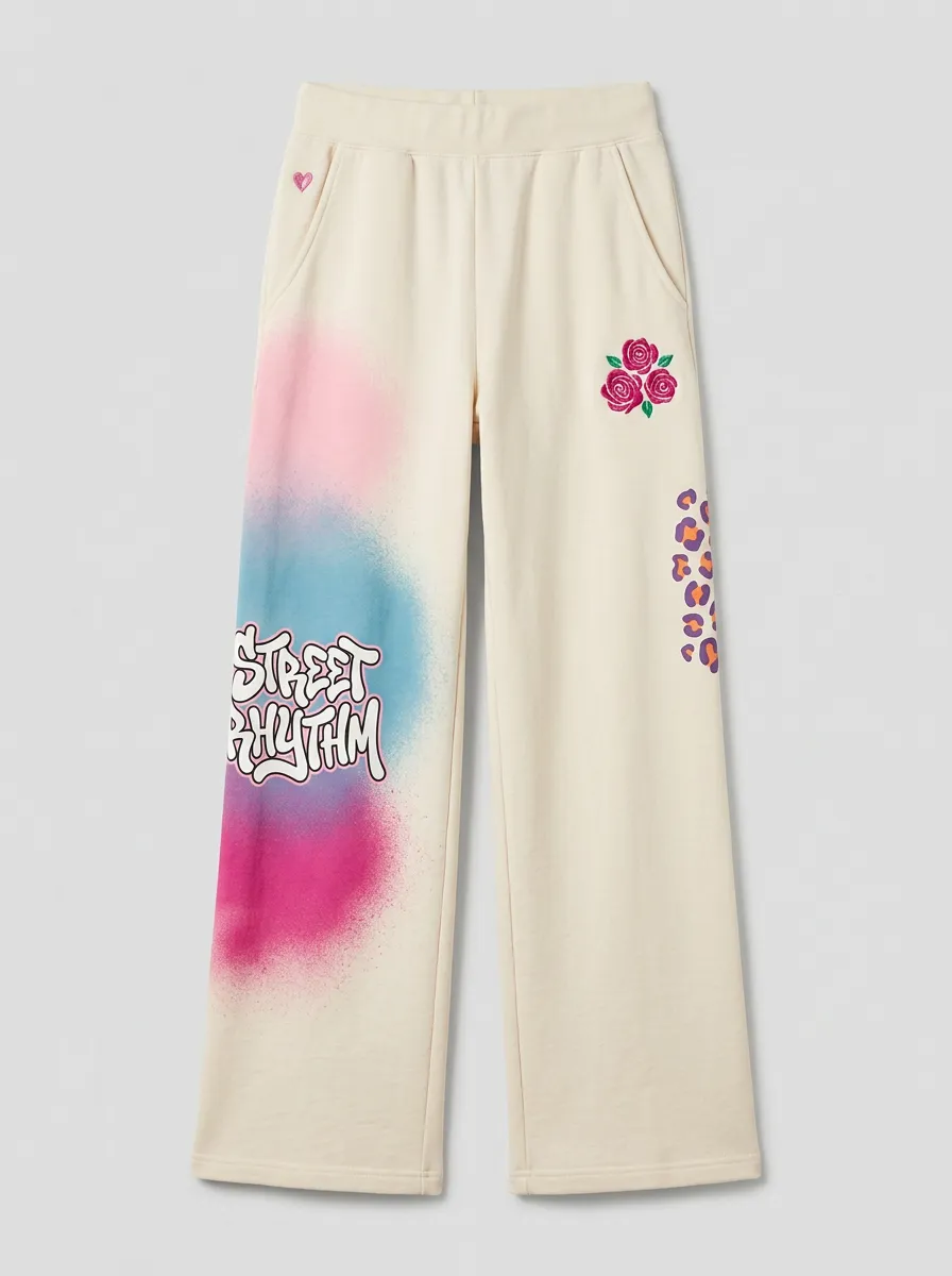 Women's Street Rhythm Graffiti Rose Leopard Printed Sweatpants