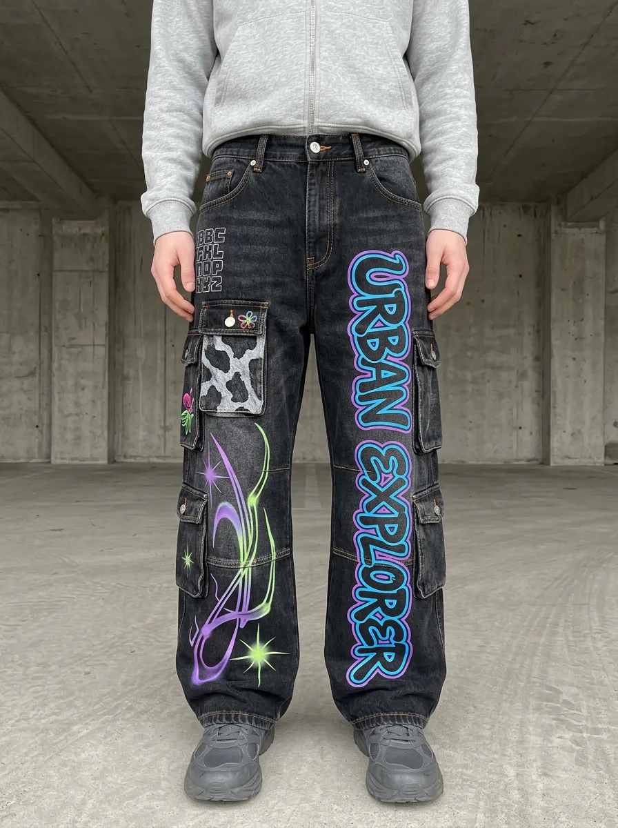 Men's Urban Explorer Graffiti Cargo Jeans