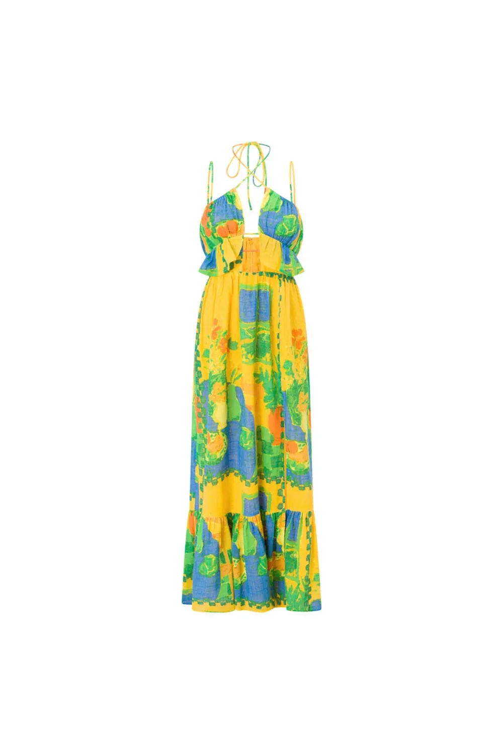Color Blocked Tiered Maxi Dress