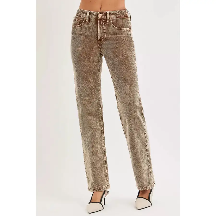 Classic Risen Tummy Control Mid Rise Straight Leg Corduroy Pants