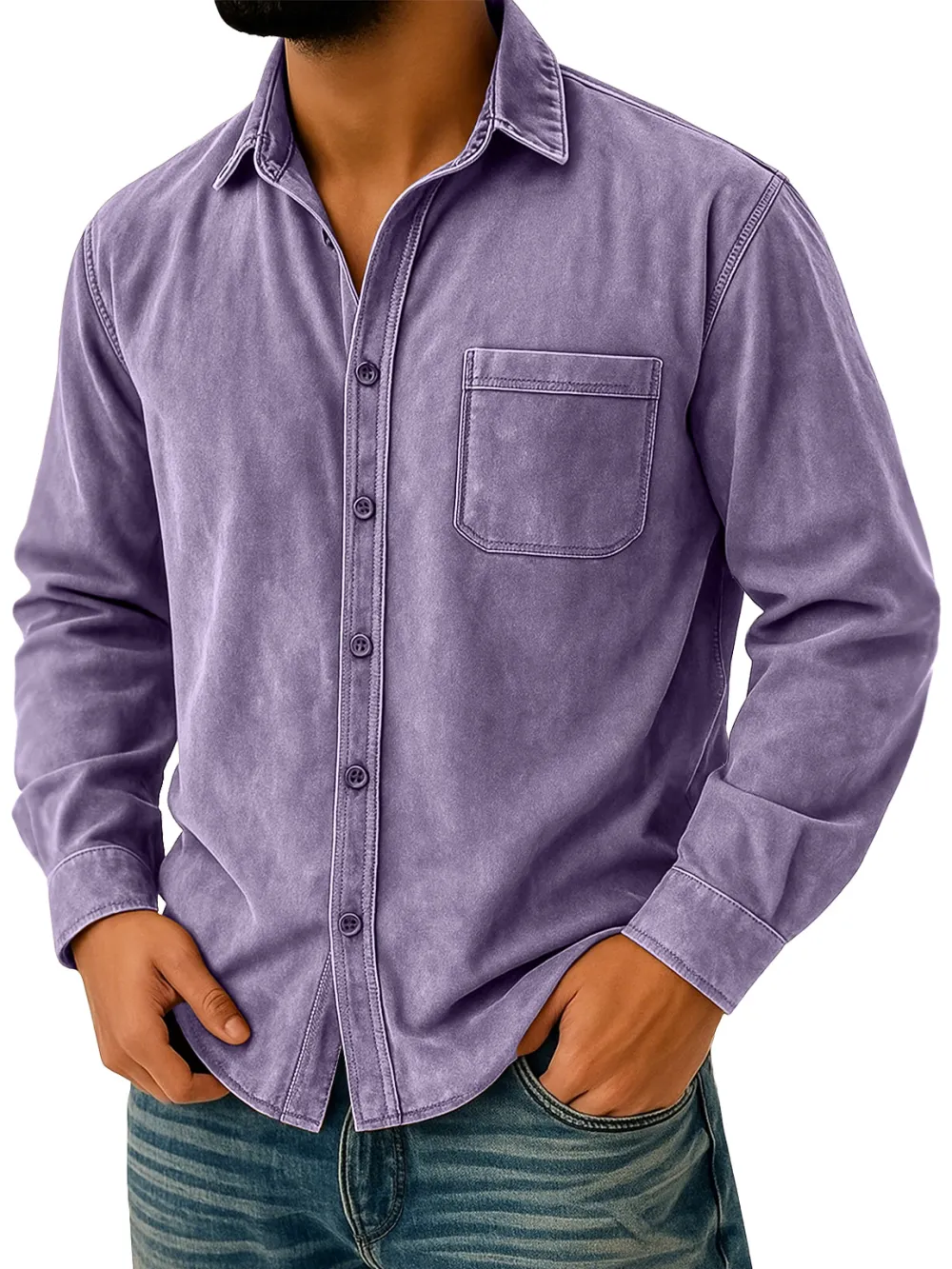 Suede Feel Pocket Shirt