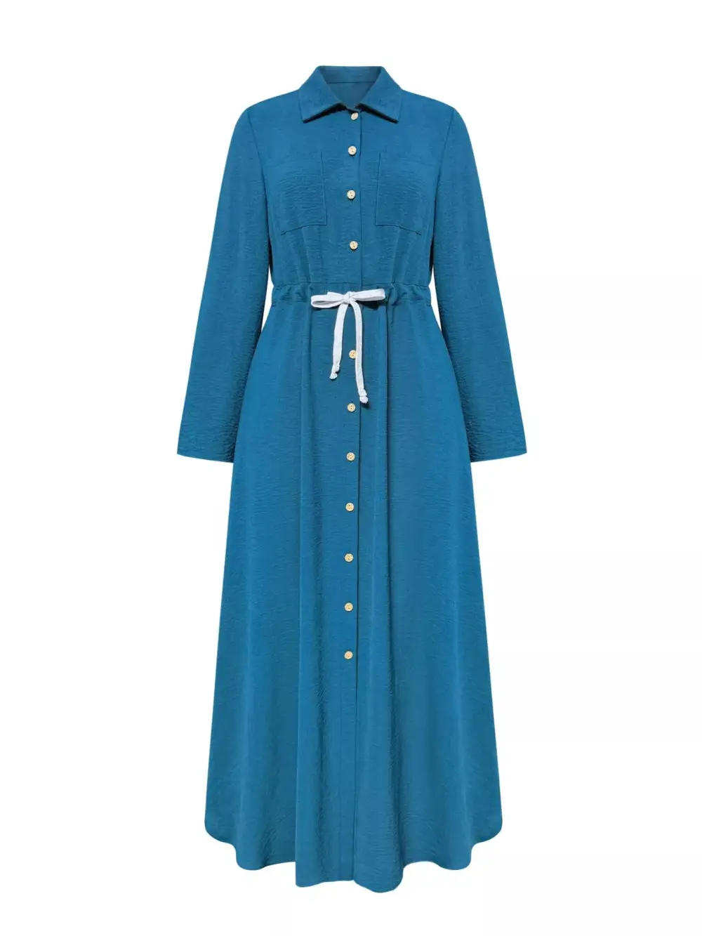 Button Front Long Sleeve Dress Casual