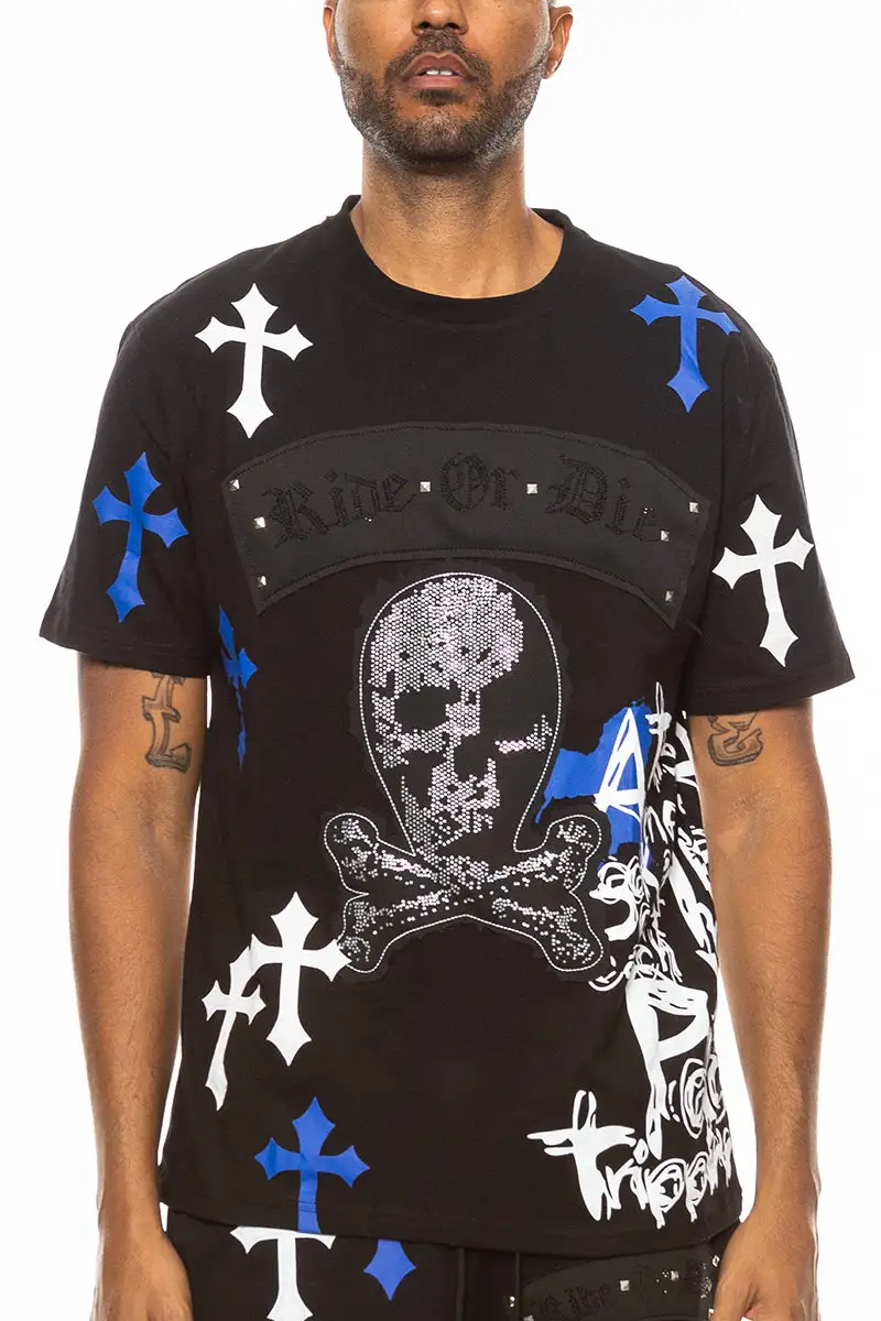Bejewelled Chrome Skull T-Shirt