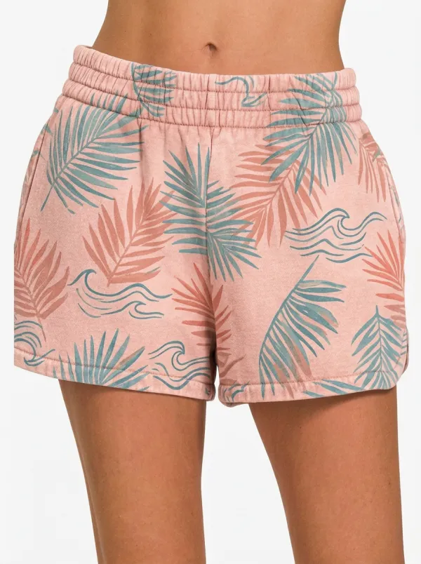 Women's Tropical Coastal Palm Leaf Wave Graphic Shorts