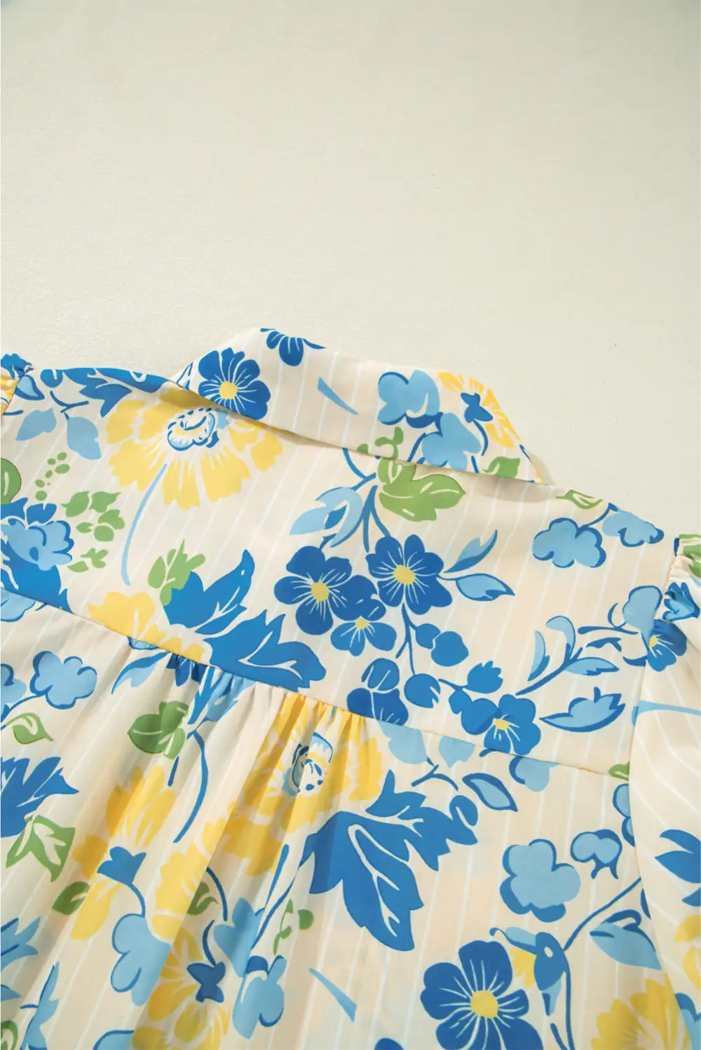 Everyday Striped Floral Puff Sleeve Blouse