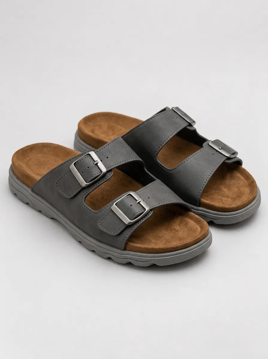 Men's Casual Sandals Double Buckle Buckle Graphic Detail