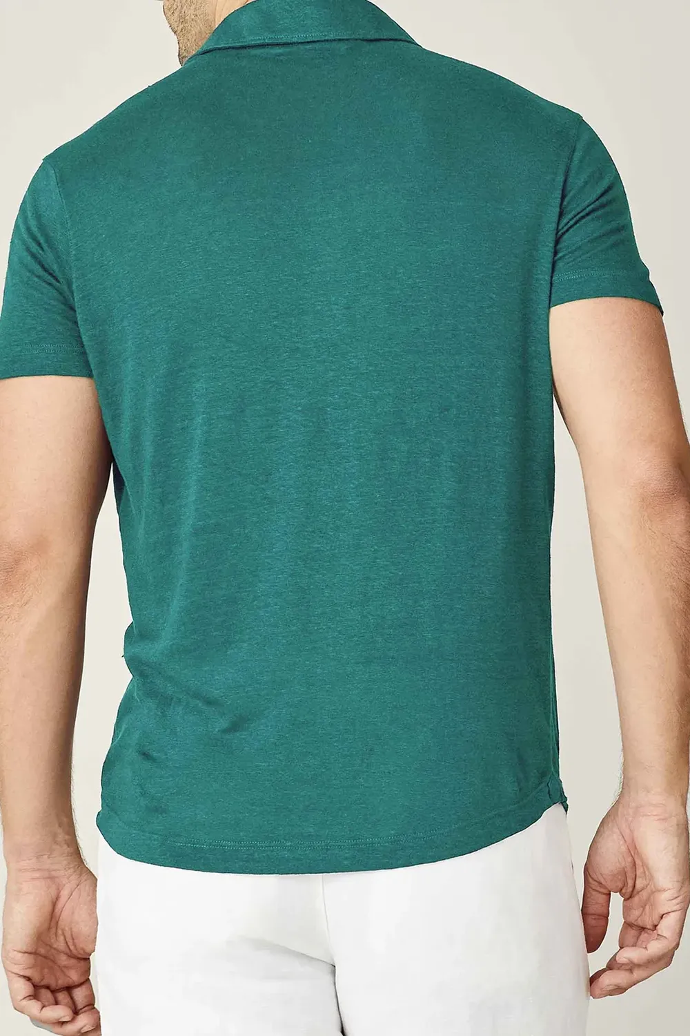 Breathable Polo Linen Jersey-Green