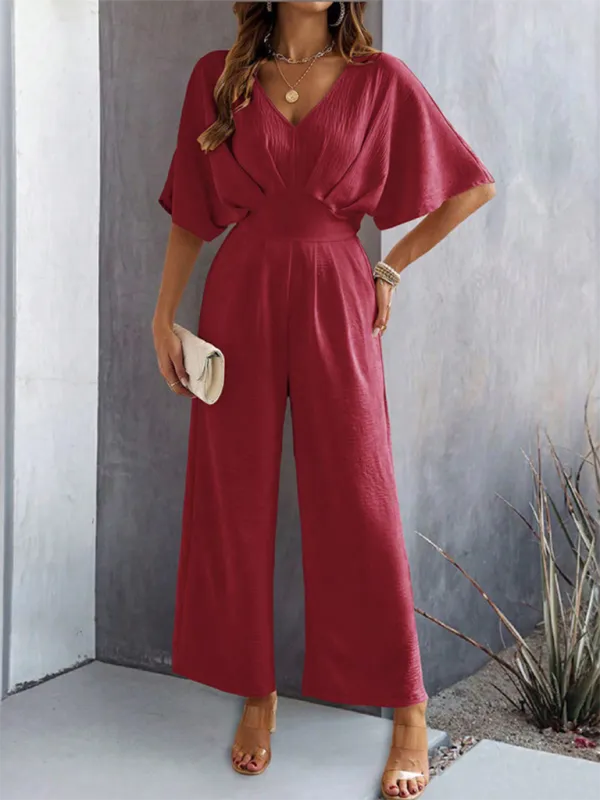 Short Sleeved Clean Wide Leg Jumpsuit Shorts