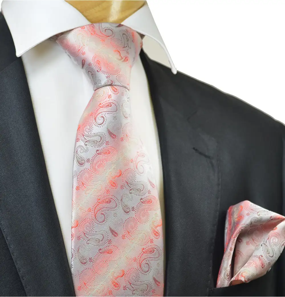 Understated Silk Paisley Men's Necktie With Pocket Square