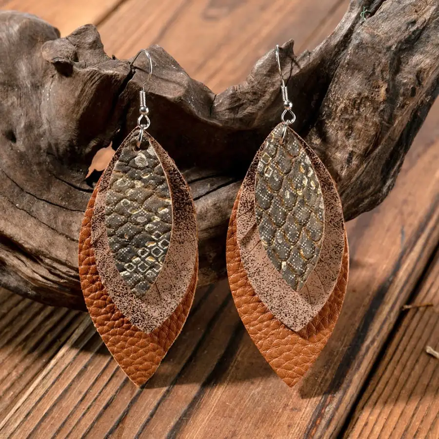 Pu Leather Drop Earrings