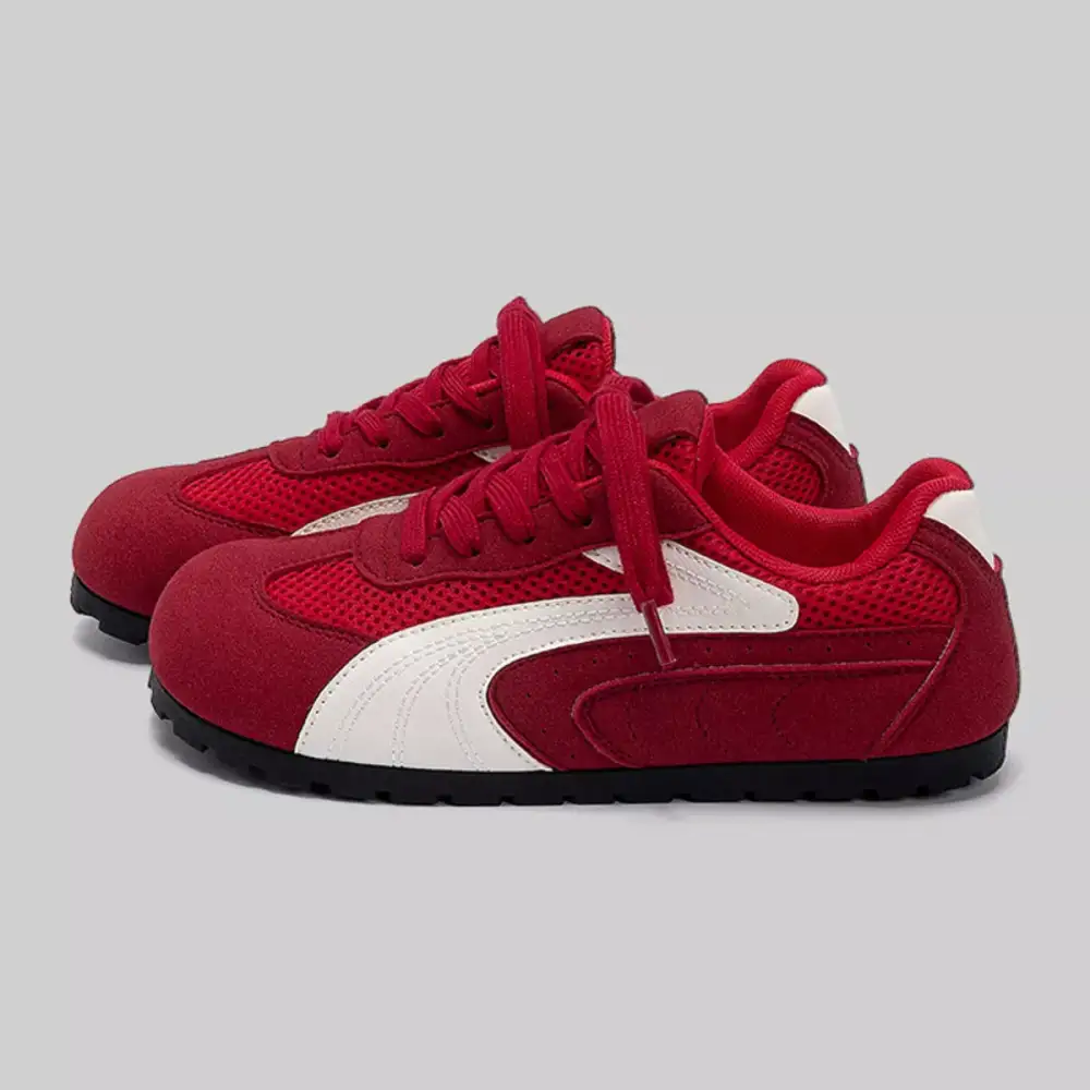 Contrast Lace-Up Casual Sneakers