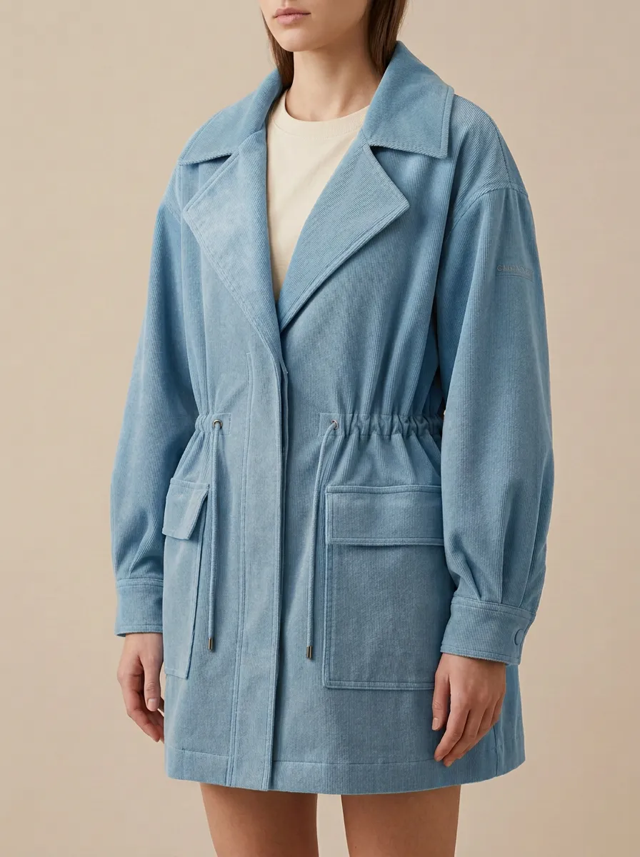 Casual Fashion Corduroy Drawstring Waist Jacket