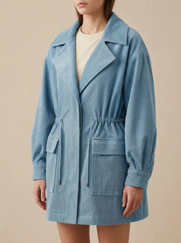 Casual Fashion Corduroy Drawstring Waist Jacket