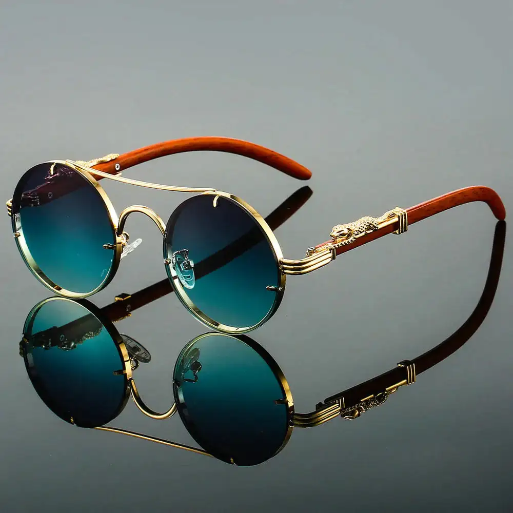 Polished Round Frame Sunglasses