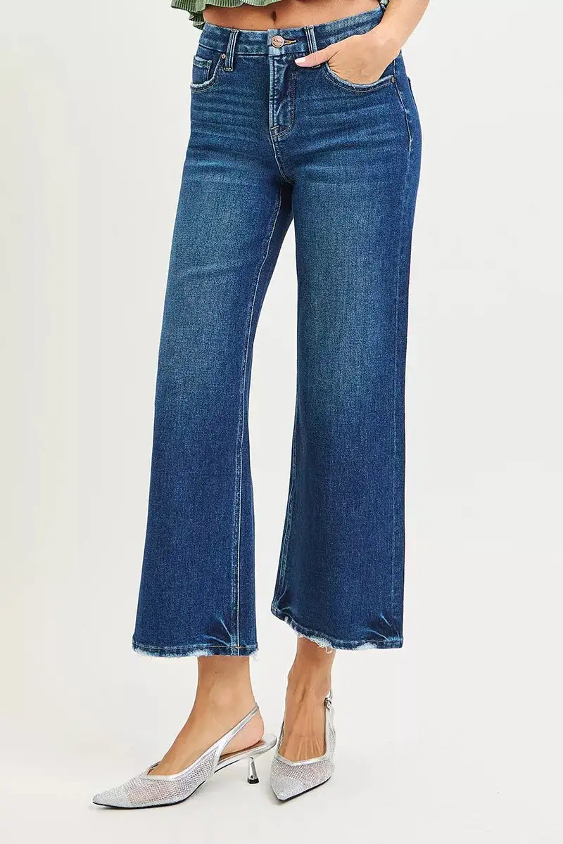 High Waist Wide Leg Stretch Denim Jeans