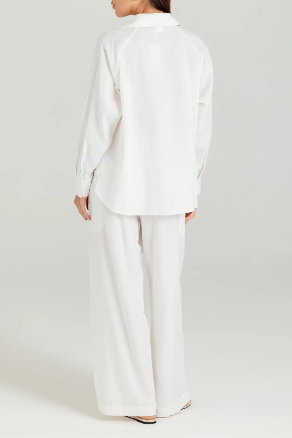 Linen Blend Button Front Relaxed Fit Shirt