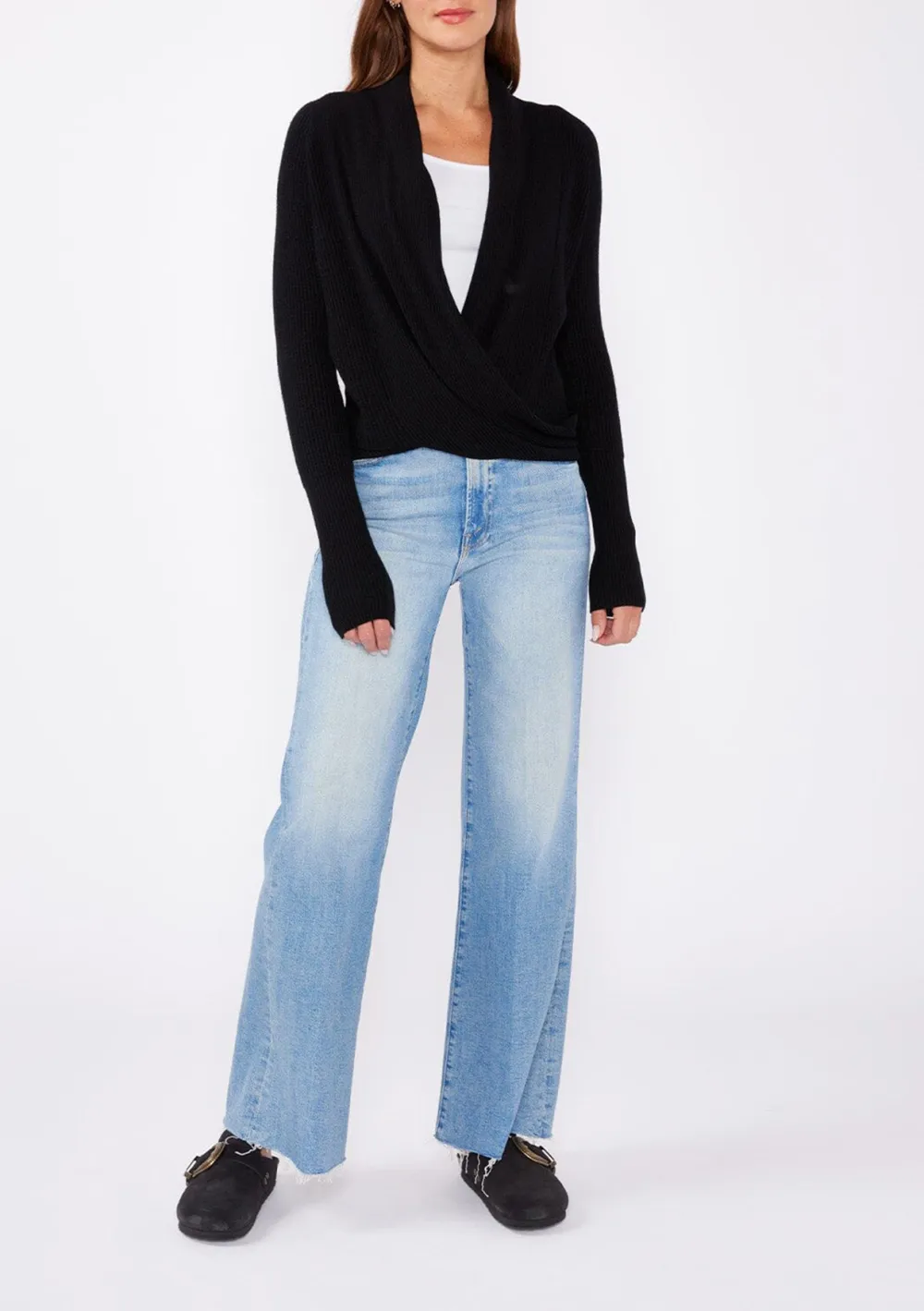 Ribbed Tie Front Long Sleeve Cardigan