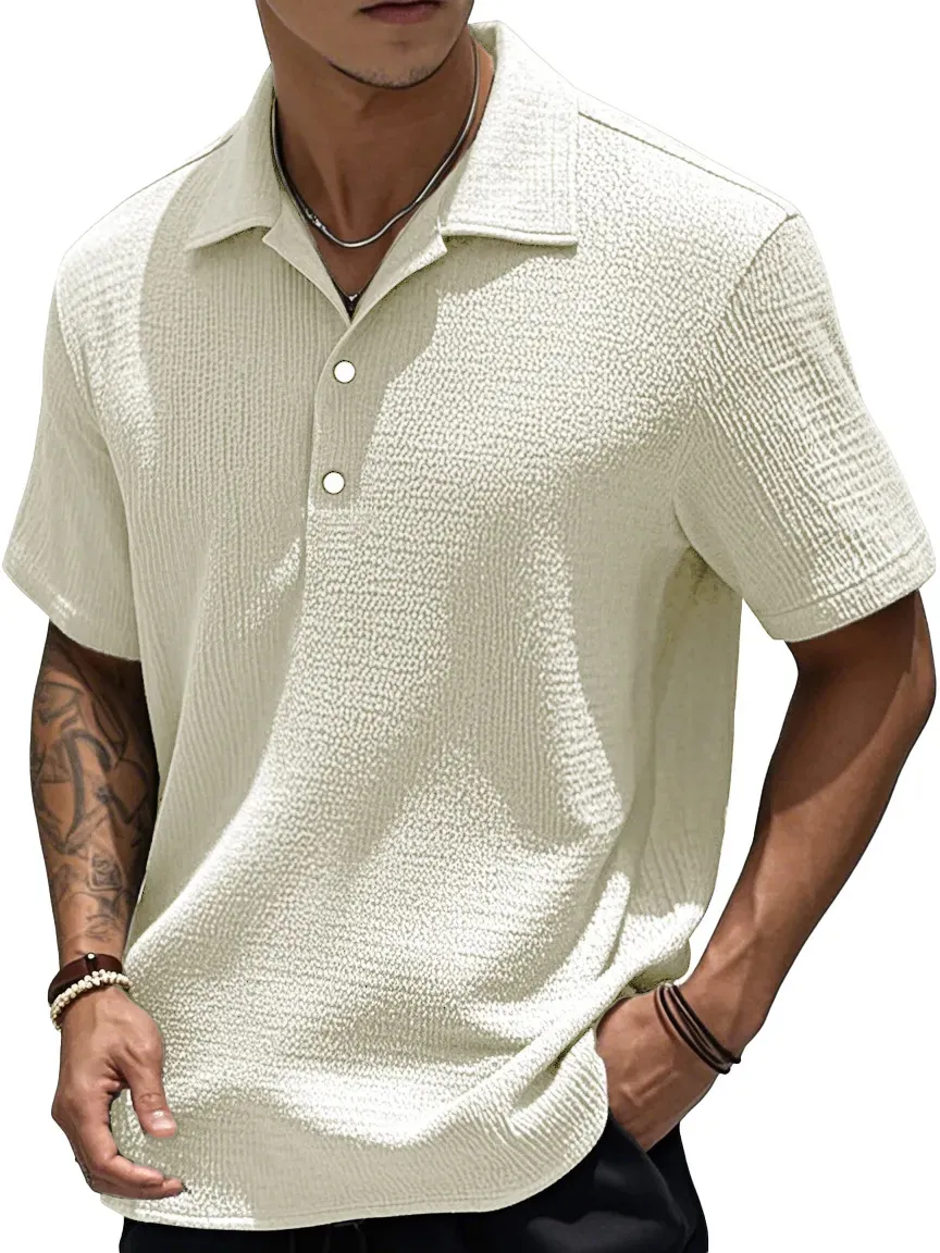 Textured Short Sleeve Button Front Shirt
