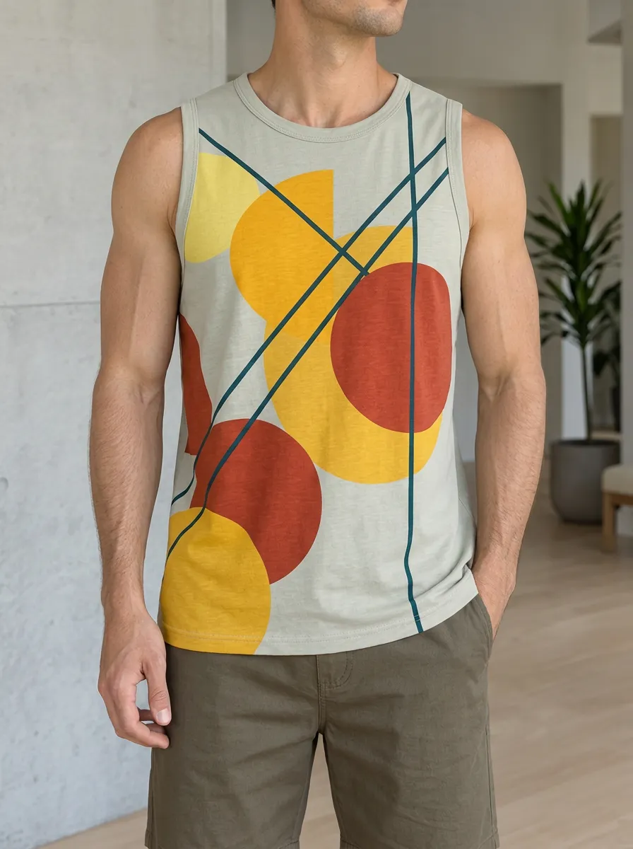 Men's Abstract Geometric Circles Tank Top