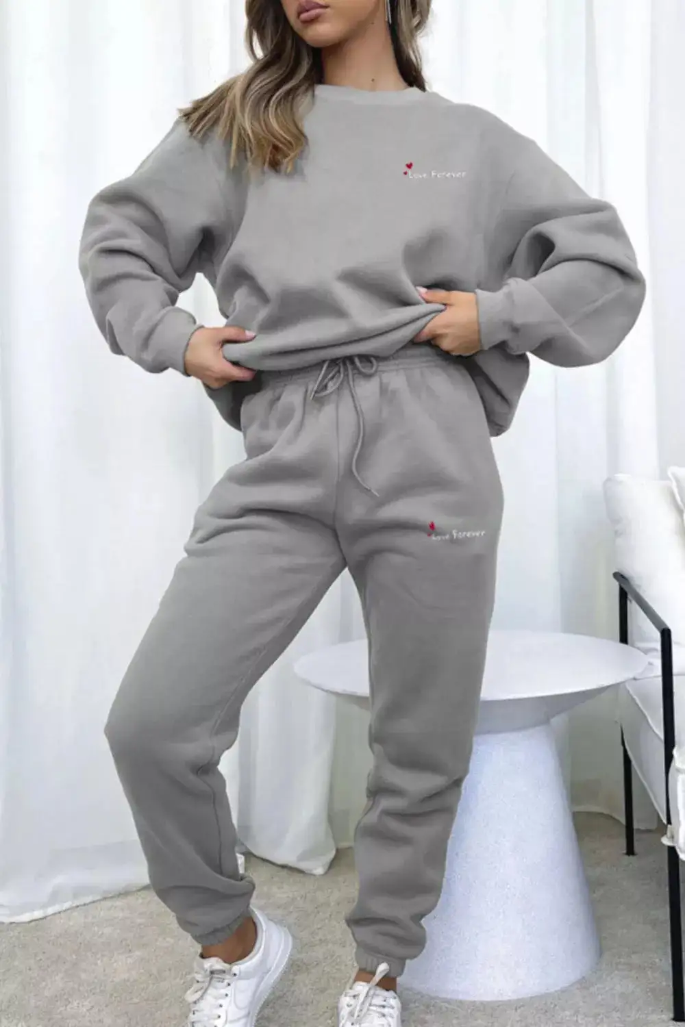 Round Neck Sweatshirt and Joggers Set